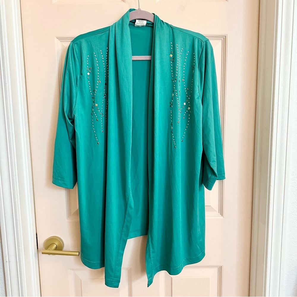 Green studded salon studio jacket cardigan